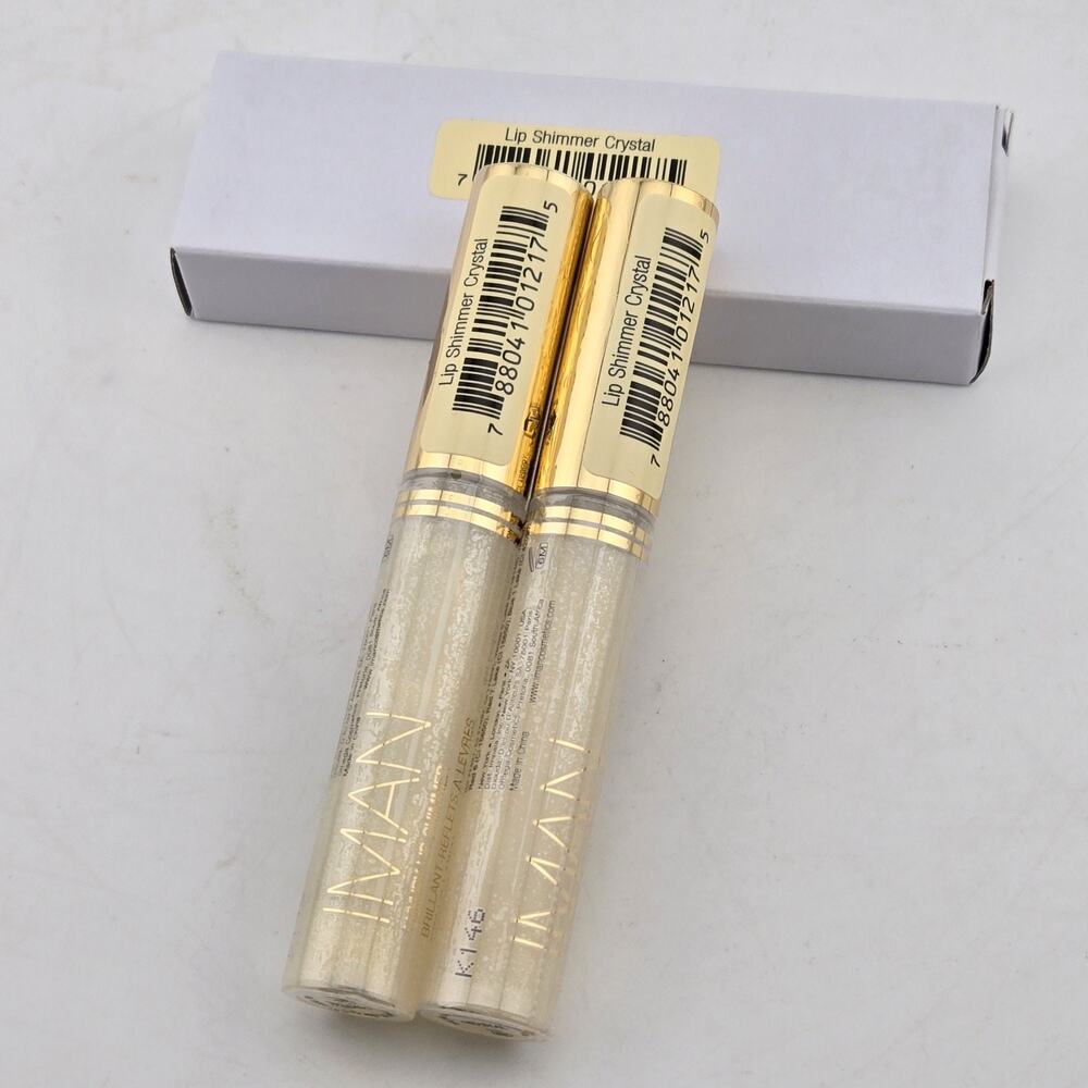 IMAN Luxury Lip Shimmer Lip Gloss CRYSTAL Set Of 2 New Sealed .25 oz / 7g